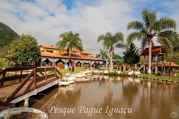 ponte em cima dos lagos do pesque e pague iguaçu