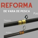 foto mostrando o antes e depois da reforma de uma vara de pesca